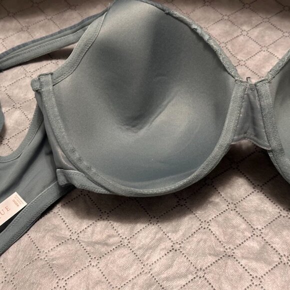 Cacique LANE BRYANT Light Blue Lightly Lined T-Shirt Bra Lace Detail 40DD NWOT - Picture 9 of 12